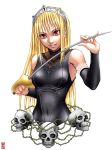  blonde_hair detached_sleeves hat hime_(kaibutsu_oujo) kaibutsu_oujo lilianne rapier shiraki_(artist) skull sword tiara weapon 