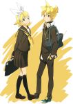  highres kagamine_len kagamine_rin mitosa school_uniform siblings twins vocaloid 