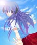  clouds hanyuu higurashi_no_naku_koro_ni horns long_hair purple_eyes purple_hair skirt sky standing violet_eyes 