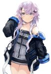  1girl absurdres gnai highres indie_virtual_youtuber jacket looking_at_viewer purple_hair solo virtual_youtuber 