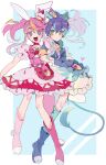  2girls blue_hair cure_gelato_(cosplay) cure_whip_(cosplay) hiiragi_yuzu magical_girl multicolored_hair pink_hair serena_(yuu-gi-ou_arc-v) yuu-gi-ou yuu-gi-ou_arc-v 