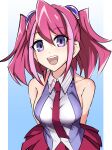  1girl blue_eyes exposed_shoulders hiiragi_yuzu multicolored_hair pink_hair pink_neckwear short_hair small_breasts synchroman synchroman173 yuu-gi-ou yuu-gi-ou_arc-v 