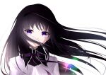  1girl absurdres akemi_homura black_hair hairband highres long_hair looking_at_viewer magia_record:_mahou_shoujo_madoka_magica_gaiden magical_girl mahou_shoujo_madoka_magica meen_(ouaughikepdvrsf) simple_background solo violet_eyes white_background 