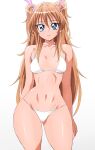  1girl absurdres bikini blue_eyes breasts brown_hair highres houjou_hibiki long_hair looking_at_viewer manji_(tenketsu) parted_lips precure simple_background small_breasts solo suite_precure swimsuit two_side_up white_background white_bikini wide_hips 