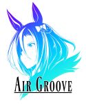  1girl air_groove_(umamusume) animal_ears bangs bow character_name closed_mouth hair_bow hair_over_one_eye highres horse_ears looking_away monochrome portrait simple_background solo tanashi_(mk2) umamusume v-shaped_eyebrows white_background 