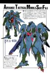  absurdres back beam_rifle clenched_hand concept_art cyber_comix energy_gun fujita_kazumi full_body gun gundam_f90 highres holding holding_gun holding_weapon mecha mobile_suit msa-0120 no_humans non-web_source one-eyed orange_eyes scan simple_background standing translated tube weapon weapon_name white_background 