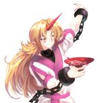  alcohol blonde_hair chain cuffs horns hoshiguma_yuugi in_container oni pointy_ears red_eyes sake single_horn smile star_(symbol) strong sunyup touhou 