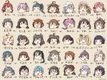  6+girls ahoge akashi_(kancolle) antenna_hair aqua_hair arashi_(kancolle) bangs black_hair blonde_hair blue_hair braid brown_background brown_hair chikuma_(kancolle) chiyoda_(kancolle) choukai_(kancolle) closed_mouth crescent crescent_hair_ornament cropped_shoulders diving_mask diving_mask_on_head double_bun everyone gambier_bay_(kancolle) glasses goggles goggles_on_head gradient_hair grey_hair hair_between_eyes hair_flaps hair_ornament hair_ribbon hairclip haruna_(kancolle) headdress headgear hibiki_(kancolle) hiei_(kancolle) i-14_(kancolle) i-47_(kancolle) ikazuchi_(kancolle) irako_(kancolle) ishigaki_(kancolle) italia_(kancolle) kaga_(kancolle) kamoku_nagi kantai_collection kinugasa_(kancolle) kirishima_(kancolle) kongou_(kancolle) light_brown_hair littorio_(kancolle) long_hair mamiya_(kancolle) maru-yu_(kancolle) minazuki_(kancolle) multicolored_hair multiple_girls nachi_(kancolle) naka_(kancolle) nenohi_(kancolle) okinami_(kancolle) one_eye_closed ooshio_(kancolle) open_clothes open_mouth pink_hair ponytail redhead remodel_(kantai_collection) ribbon sakawa_(kancolle) sheffield_(kancolle) shiranui_(kancolle) shiritori short_hair short_twintails side_ponytail simple_background single_braid smile takao_(kancolle) tone_(kancolle) tress_ribbon twintails verniy_(kancolle) wakaba_(kancolle) yayoi_(kancolle) yuudachi_(kancolle) 