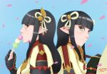  2girls black_hair hinoa long_hair minoto monster_hunter monster_hunter_rise pointy_ears siblings takatsuki_ken twins 