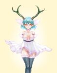  1girl antlers artoise artoise_(artist) c_(control) choker colored dress fur highres horns looking_at_viewer no_panties q_(control) solo 