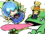  chibi cirno frog hat luft moriya_suwako multiple_girls oekaki riding touhou 