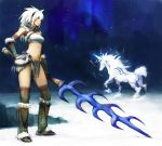  horn horns kirin kirin_(armor) kodama_yuuki loincloth midriff monster_hunter sword thighhighs weapon 