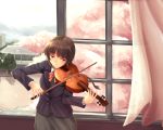  instrument original school_uniform short_hair violin yuki_usagi_(mofurafu) 