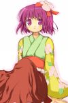  flower hieda_no_akyu hieda_no_akyuu japanese_clothes ozaki purple_eyes purple_hair short_hair sitting touhou 