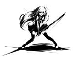  high_contrast katana long_hair mohomen monochrome school_uniform shakugan_no_shana shana sword thigh-highs thighhighs weapon zettai_ryouiki 