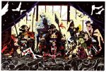  anti-spiral antispiral antispiral_nia boota corpse epic gainaxtop high_contrast highres imaishi_hiroyuki kamina kinon kittan kiyal kiyoh manly nia_teppelin official_art sarashi simon tengen_toppa_gurren_lagann throne victory yoko_littner yoko_ritona 