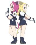  2girls animal_ears cat_ears gun kanzaki_hiro pistol tail uniform 