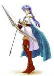  blue_hair boots bow_(weapon) cape fire_emblem fire_emblem_thracia_776 long_hair mayumi_hirota official_art selfina thigh-highs thigh_boots thighhighs weapon 