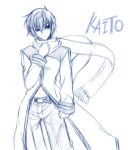  hagane_soushi kaito male male_only monochrome scarf short_hair sketch solo vocaloid 