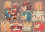  2girls 6+boys amy_rose animal_ears aoki_(fumomo) aqua_eyes black_hair blonde_hair blue_hair blush commentary_request dr._eggman facial_hair flipped_hair fox_boy fox_ears fox_tail glasses gloves green_eyes grin hairband head hedgehog_ears knuckles_the_echidna long_hair long_sleeves maria_robotnik multicolored_hair multiple_boys multiple_girls multiple_views mustache open_mouth outline pince-nez red_scarf redhead scarf shadow_the_hedgehog silver_the_hedgehog simple_background smile sonic_(series) sonic_the_hedgehog streaked_hair tail tails_(sonic) teeth translation_request two-tone_hair 