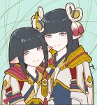  2girls black_hair blush hinoa japanese_clothes kimono long_hair minoto monster_hunter monster_hunter_(series) monster_hunter_rise nagikawamin 