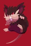  alolan_form alolan_raticate bright_pupils commentary_request full_body gen_7_pokemon highres hisashi999 looking_at_viewer no_humans pokemon pokemon_(creature) red_background red_eyes simple_background solo white_pupils 