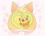  commentary_request floral_background gen_5_pokemon gen_8_pokemon joltik looking_at_viewer looking_back no_humans pokemon pokemon_(creature) standing violet_eyes yamper yellow_fur ynmr_ll 