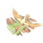  above_clouds bird brown_eyes closed_mouth commentary_request dlitw fearow flying from_above gen_1_pokemon grass highres no_humans pokemon pokemon_(creature) river solo water 