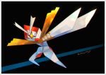  black_background border commentary_request full_body gen_7_pokemon highres kartana kikuyoshi_(tracco) no_humans pokemon pokemon_(creature) signature solo ultra_beast white_border 