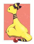  ampharos border closed_mouth commentary_request from_behind full_body gen_2_pokemon green_eyes highres no_humans nullma outside_border pokemon pokemon_(creature) shiny shiny_skin sitting smile white_border 