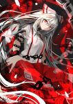  1girl bangs bow closed_eyes eyebrows_visible_through_hair fujiwara_no_mokou hair_between_eyes hair_bow highres hiiro60 long_hair looking_at_viewer multicolored_bow multiple_bows ofuda ofuda_on_clothes pants red_background red_pants shirt short_sleeves silver_hair solo suspenders touhou very_long_hair white_shirt 