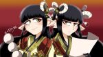  2girls black_hair blush hinoa japanese_clothes kimono long_hair minoto monster_hunter monster_hunter_(series) monster_hunter_rise siblings silvergoofy twins 