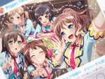 bang_dream! blue_eyes blush brown_hair dress long_hair official_art ponytail smile yamabuki_saaya