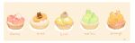  artist_name bird border brown_background cat chai cherry commentary_request food food_focus fruit highres kiwi_slice mango melon no_humans original simple_background sitting_on_food tart_(food) 