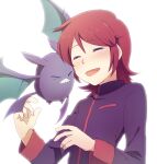  1boy ahoge bad_id bad_pixiv_id blush closed_eyes crobat crying gen_2_pokemon gensi happy happy_tears high_collar jacket male_focus open_mouth pokemon pokemon_(game) pokemon_hgss redhead short_hair sidelocks silver_(pokemon) simple_background tears white_background 