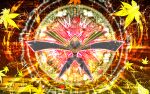  absurdres colorful commentary commentary_request electricity full_body gen_7_pokemon glowing highres huge_filesize kartana leaf lightning multicolored multicolored_background orange_theme pokemon solo symmetry tagme ultra_beast yama_neko_3 yellow_theme 