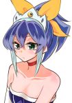  1girl blue_hair closed_mouth green_eyes high_ponytail kaya_rio multicolored_hair ponytail princess serena_(yuu-gi-ou_arc-v) yellow_bow yuu-gi-ou yuu-gi-ou_arc-v 