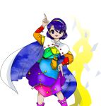  belt blue_eyes blue_hair buttons cape clouds hairband magic multicolored multicolored_clothes official_art pointing red_button sack short_hair spell_card tagme tenkyuu_chimata touhou unconnected_marketeers white_cape zipper zun_(artist) 