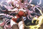  1girl absurdres breasts draph granblue_fantasy highres horns huge_breasts katana long_hair narmaya_(granblue_fantasy) oh_(aung_ae) pink_hair pointy_ears solo sword thick_thighs thighs very_long_hair weapon wide_hips 