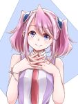  1girl blue_eyes bracelet exposed_shoulders hiiragi_yuzu multicolored_hair pink_hair pink_neckwear risacan6627 short_twintails small_breasts yuu-gi-ou yuu-gi-ou_arc-v 