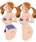  1girl anjou_naruko ano_hi_mita_hana_no_namae_wo_bokutachi_wa_mada_shiranai. ass breasts brown_eyes closed_mouth hair_ornament long_hair nadeara_bukichi orange_hair panties simple_background skirt solo twintails underwear white_background 