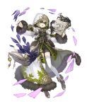  1boy belt belt_pouch blindfold book boots full_body fur_trim green_hair grin holding holding_book hood hood_up hooded_coat ji_no long_coat long_nose looking_at_viewer official_art pinocchio_(sinoalice) pouch shorts sinoalice smile solo thigh-highs transparent_background upper_teeth 