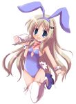  blue_eyes bunny_ears bunny_tail bunnysuit hairband hiduki_yayoi hizuki_yayoi little_busters! little_busters!! long_hair noumi_kudryavka rabbit_ears silver_hair tail teapot thigh-highs thighhighs tray very_long_hair wrist_cuffs 