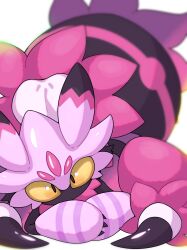  arthropod_girl black_eyes black_fur bug colored_sclera commentary_request highres multicolored_hair palworld pi_0821 pink_fur spider spider_girl tarantriss two-tone_hair yellow_sclera 