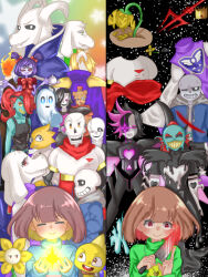 0_0 1girl 2021 2d 4others 6+boys alphys alternate_form ambiguous_gender android animal_ears animal_nose anthro arachnid arm_cannon armor arthropod arthropod_girl asgore_dreemurr asriel_dreemurr asriel_dreemurr_(god_of_hyperdeath) beard black_background black_coat black_eyepatch black_hair black_pants black_pantyhose black_sclera black_shorts black_tank_top black_vest blonde_hair blouse blue_jacket blue_pants blue_shorts blue_skin blue_sweater body_fur bow breastplate brothers brown_fur brown_hair buck_teeth burgerpants cape cat cat_boy cat_ears chara_(undertale) child cigarette cloak coat colored_sclera colored_skin colored_teeth couple cousins cracked_face crown cup delta_rune_(symbol) delta_rune_print digital_media dinosaur dinosaur_girl double_horizontal_stripe drawstring droopy_ears ear_fins elemental_(creature) everyone extra_arms extra_eyes eyepatch face_markings facial_hair fangs father_and_son female fins fire_elemental fish fish_girl flaming_head floppy_ears flower flowey_(undertale) frisk_(undertale) furry furry_female furry_male gauntlets genocide_route_(undertale) ghost glasses gloves glowing goat goat_boy goat_ears goat_girl goat_horns goat_tail green_sweater grey_hood grillby grin hair_bow hair_over_one_eye hands_up hat head_fins headphones heart_necklace high_heel_boots high_ponytail holding holding_cup holding_knife holding_teapot holding_weapon hollow_eyes hood hood_down hooded_jacket horizontal-striped_clothes horns human humanoid humanoid_robot husband_and_wife injury jacket jewelry king knife lab_coat lizard lizard_girl long_hair long_sleeves male mammal melting mettaton mettaton_ex mettaton_neo mini_hat monster monster_boy monster_girl monster_kid_(undertale) mother_and_son muffet multicolored_background multiple_boys multiple_others napstablook necklace no_mouth one_eye_closed open_clothes open_jacket pants pantyhose pantyhose_under_shorts papyrus_(undertale) pauldrons pink_boots pink_stripes plant polearm ponytail print_robe puffy_short_sleeves puffy_shorts puffy_sleeves purple_cloak purple_hair purple_robe purple_skin rectangular_eyewear red_blouse red_boots red_bow red_cape red_gloves red_hair red_romper red_shirt reptile reptile_girl rinne_(au_hina89470) robe robot robot_boy romper sans_(undertale) scalie sentient_flower sharp_teeth sheet_ghost shirt short_hair short_twintails shorts siblings single_horizontal_stripe single_vertical_stripe skeleton skin_fangs slit_pupils smile smoking spider spider_girl straight-on striped_clothes striped_shorts striped_sweater sweat sweater tail tail_tuft tank_top teacup teapot teeth toriel trident turtleneck turtleneck_sweater twintails two-tone_sweater undead undertale undyne undyne_the_undying unworn_armor unworn_cape unworn_clothes unworn_robe utdr_(toby_fox) vertical-striped_clothes vertical-striped_shorts vest w.d._gaster weapon white_armor white_coat white_fur white_gloves white_horns white_pupils white_shirt white_sleeves white_stripes white_sweater wings yellow_flower yellow_sclera yellow_skin yellow_stripes yellow_teeth yellow_trim 