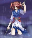  rain red_eyes red_hair redhead touhou wet_clothes 
