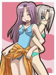  bikini glasses harukaze_chiharu hayate_no_gotoku! kasumi_aika lowres oekaki swimsuit 