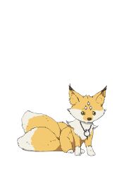  all_fours animal animal_ear_fluff animal_focus artist_request brown_eyes creature fox jewelry kitsune kumara_(tensura) multiple_tails necklace no_humans official_art second-party_source simple_background solo tail tensei_shitara_slime_datta_ken transparent_background white_fur yellow_fur 