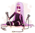  blindfold chain chains dress fate/stay_night fate_(series) long_hair lowres purple_hair rider strapless_dress thighhighs very_long_hair weapon 