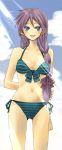  bikini braid hiiragi_kagami hiiragi_miki kochoko long_hair lucky_star purple_hair striped striped_bikini striped_swimsuit swimsuit 